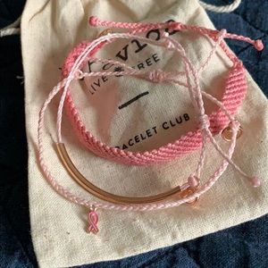 Set of 3 Pura Vida bracelets breast cancer pink